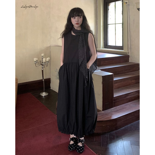 【苔藓】无袖显瘦茧型花苞连衣裙