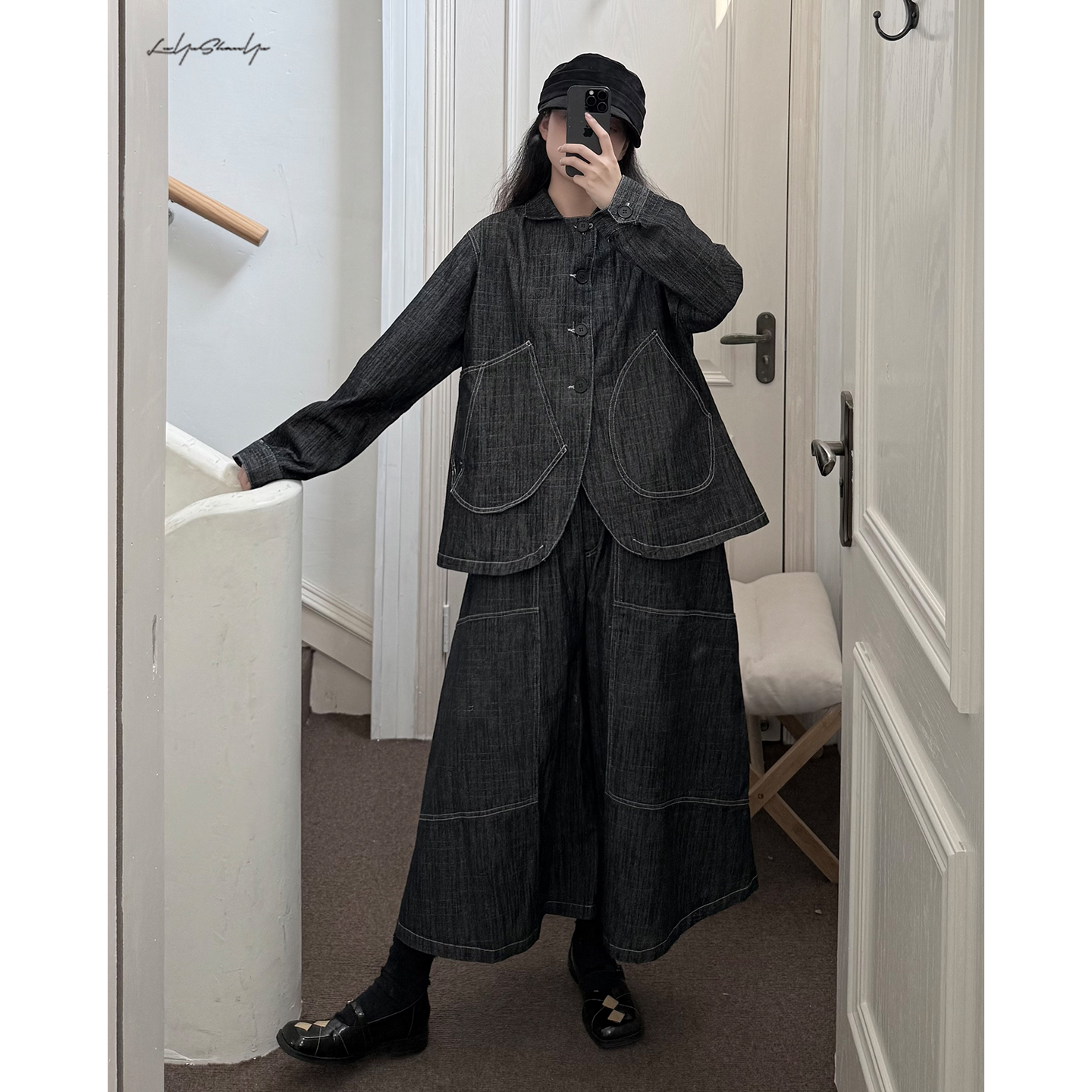 小众明线撞色重磅牛仔裤牛仔外套