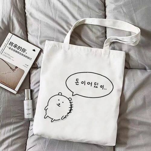 chiikawa自嘲熊帆布袋韩国网红初高中补课手提袋子单肩包学生上课