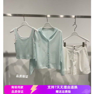 4F4334022 麦檬25夏新款 百搭宽松镂空休闲连帽针织衫 女薄款 开衫