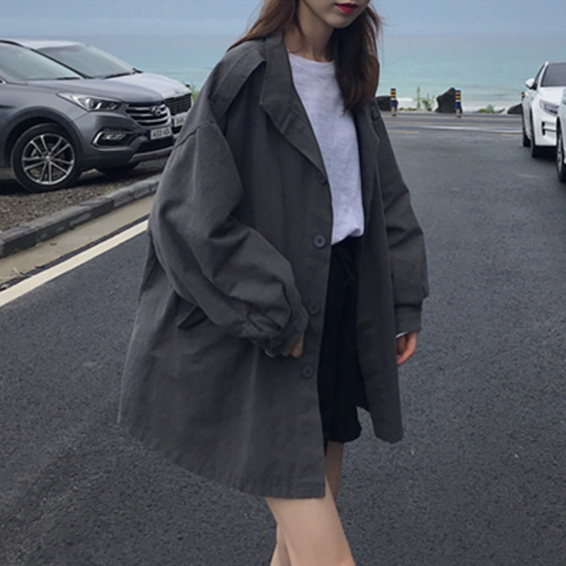 2026年新款秋季薄款流行气质小个子宽松bf休闲短款工装风衣外套女