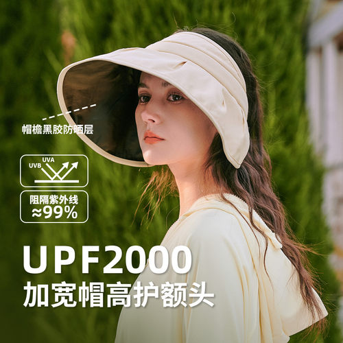 春夏帽子女加大加宽帽檐空顶帽防紫外线遮阳防晒帽透气遮脸户外帽