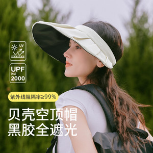 帽子女春夏季防晒空顶帽高级感加大帽檐遮阳帽黑胶可调节防紫外线