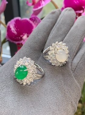 翡翠鸽子蛋戒指冰种天然玉髓