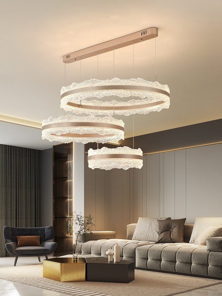 客厅吊灯现代简约大气轻奢高级感主灯2025新款餐厅水晶玻璃灯具