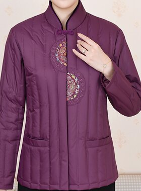 2025新款中老年羽绒服女短款妈妈冬装奶奶加肥大码老太太外穿保暖