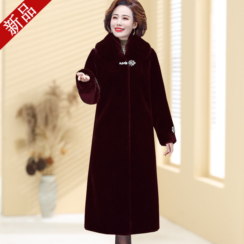 25新款海宁皮草长款中老年大衣