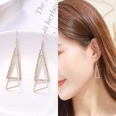 新款 韩版 时尚 银钩耳坠个性 耳钉网红显脸瘦防过敏耳饰品 耳环女长款