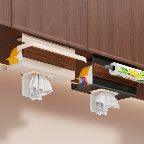 胡桃木厨房橱柜下纸巾架