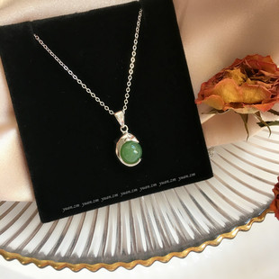 新品推荐！天然和田碧玉s925纯银项链海豚抱珠创意锁骨链吊坠礼物