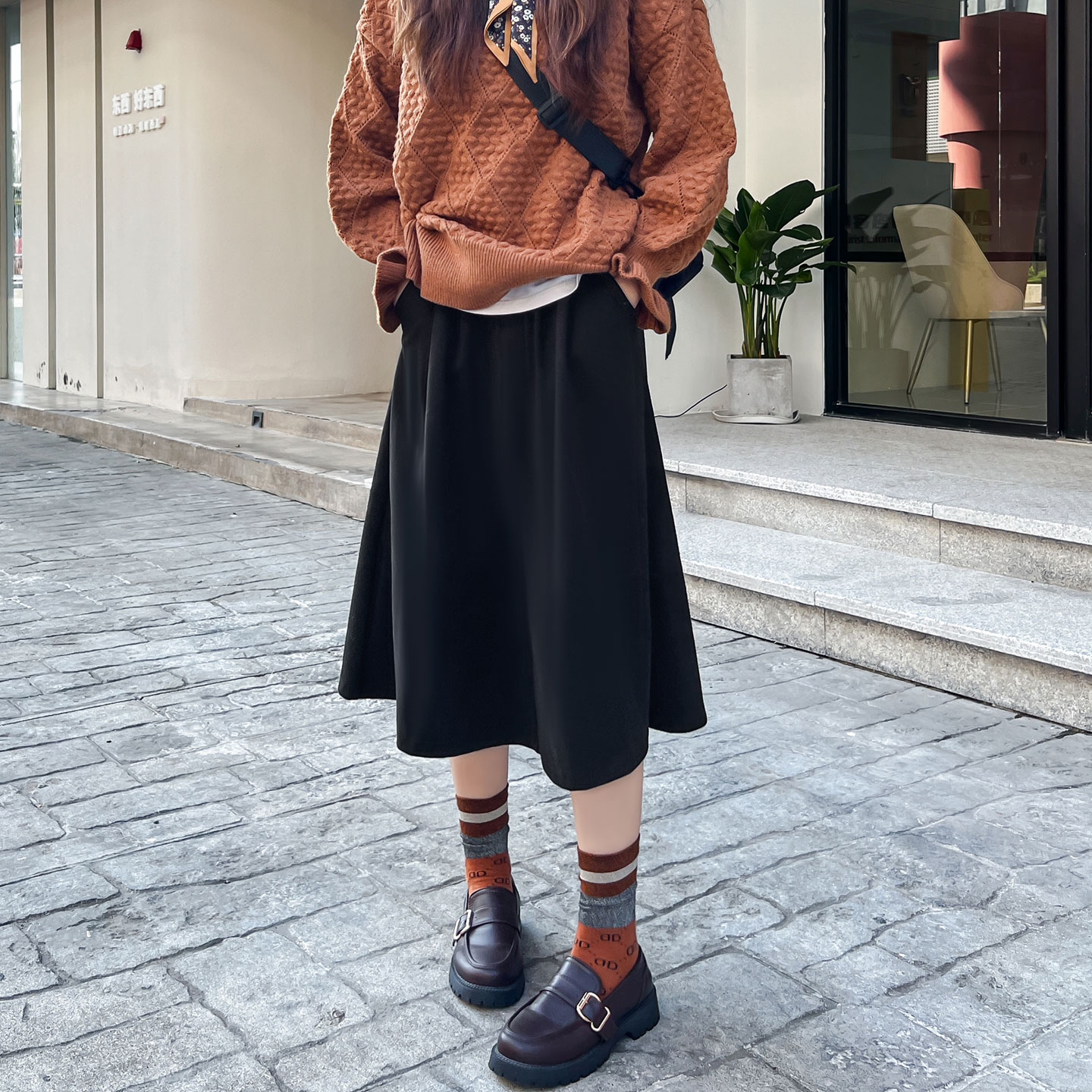 中长款a字复古宽松显瘦半身裙