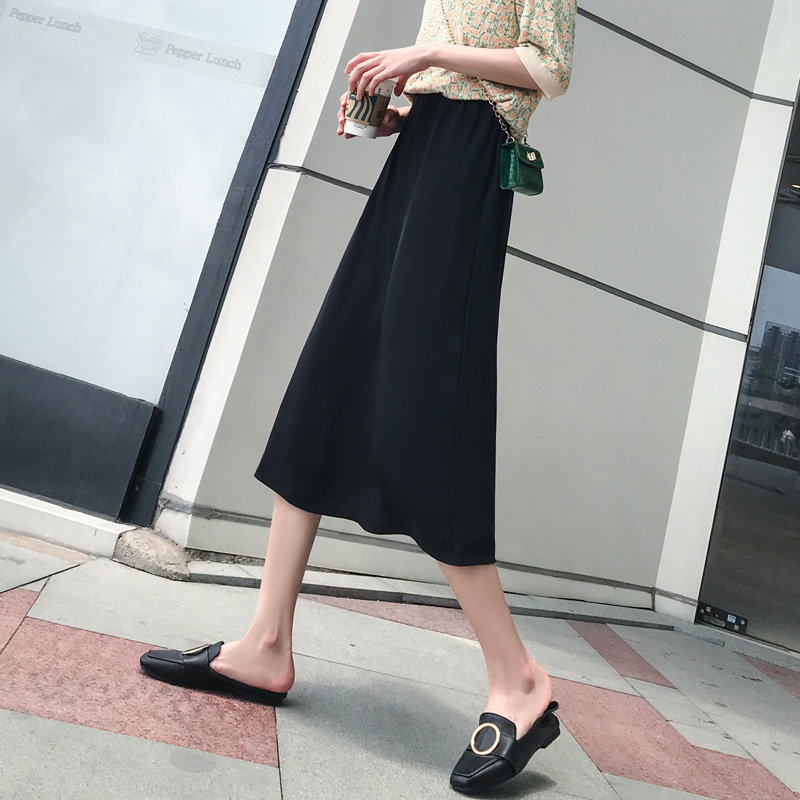 雪纺半身裙女夏薄款a字裙ins风中长款高腰显瘦不显跨宽松大码长裙