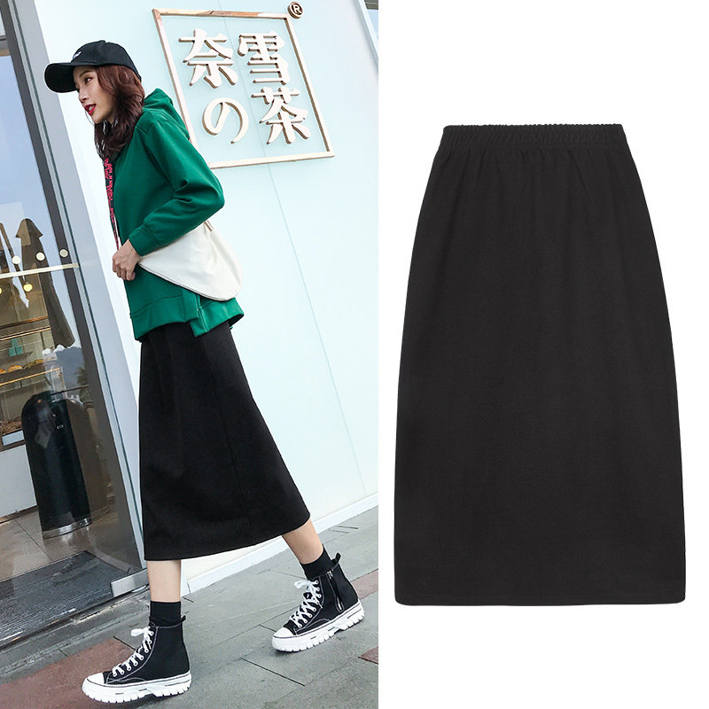 直筒半身裙秋冬女中长款H型高腰宽松港味复古藏肉遮胯过膝一步裙