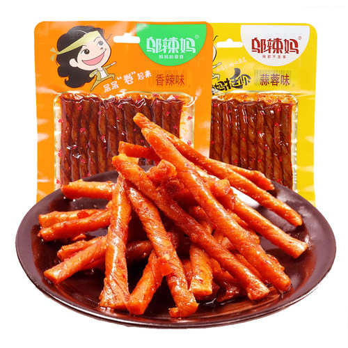 【网红同款】邬辣妈辣条酒鬼豆筋70g 蒜蓉湖南休闲零食特产小吃条