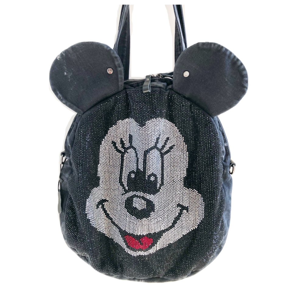 牛仔布女包 单肩包 斜跨包 大包 大容量 烫钻米老鼠休闲包