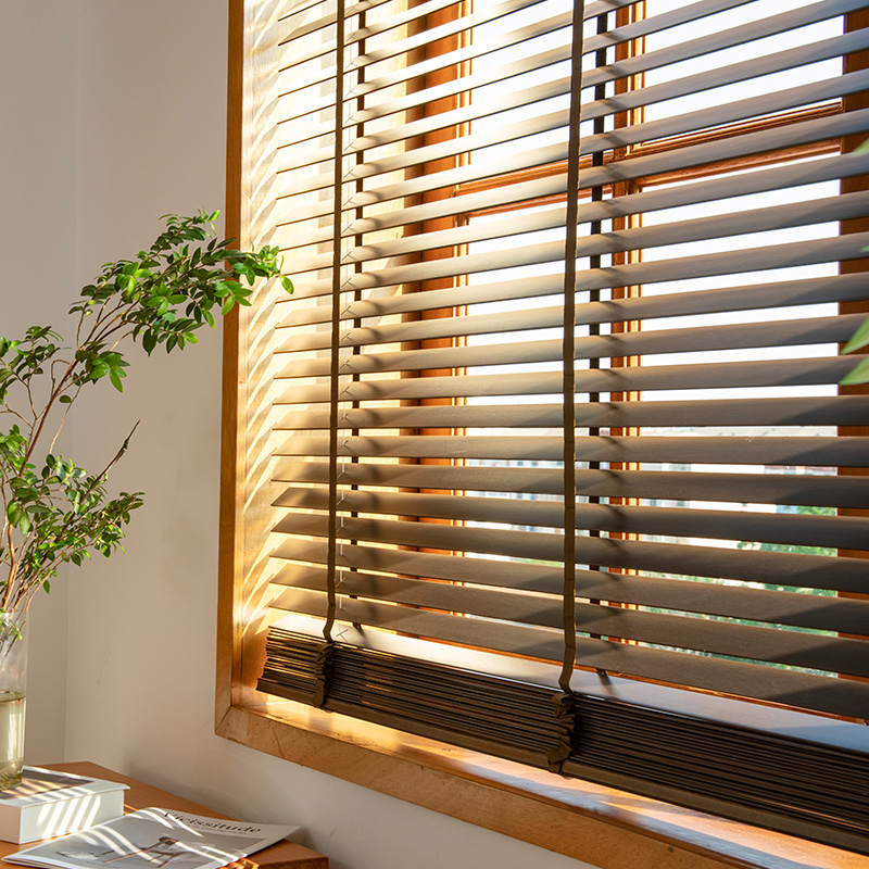 高端实木百叶窗帘书房卧室客厅办公室高级感木质升降折叠遮光窗帘