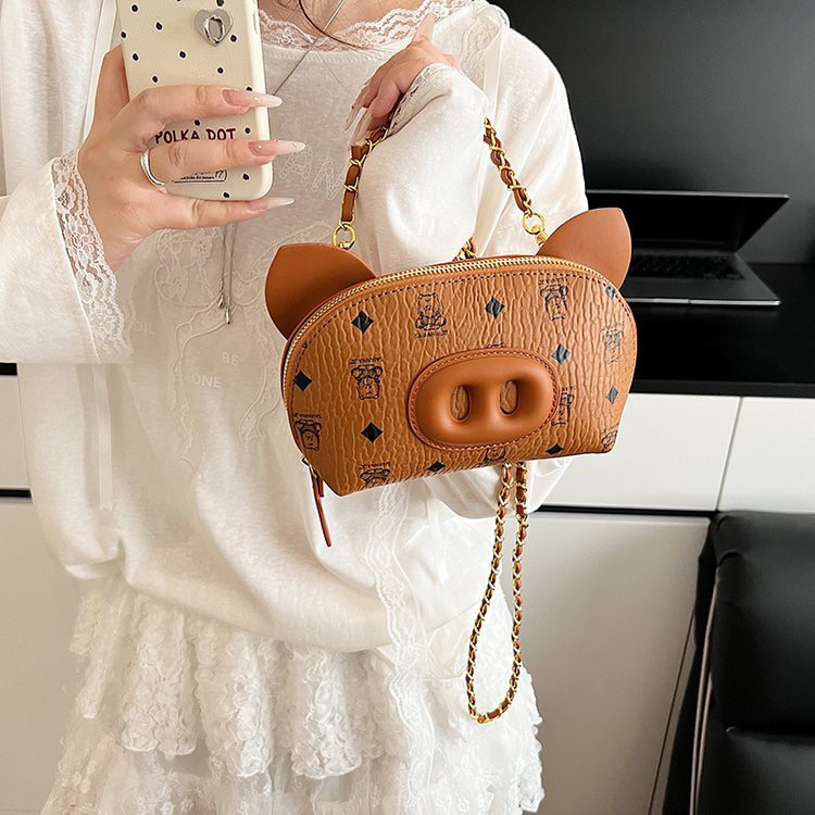 小众设计包包女2025新款超火可爱小猪个性印花包高级感单肩斜挎包