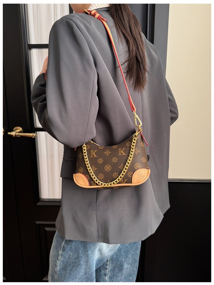 2026新款时尚百搭高级感手提包洋气小香风老花纹女士斜挎包马鞍包,箱包皮具/热销女包/男包,马鞍包,淘宝优惠券,粉丝福利购,淘宝优惠卷