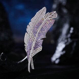 女精致时尚 铜高级感锆石气质镶奢华 羽毛别针优雅胸针晚宴配饰西装