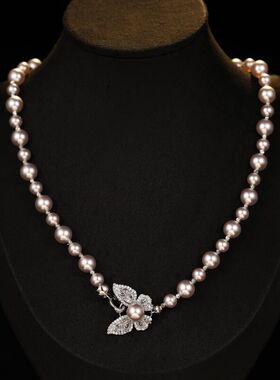 百搭奢小众复古气质珍珠项链镶