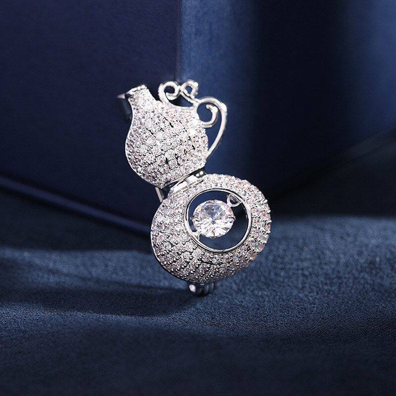 灵动福禄扣大衣镶嵌丝巾配饰高档锆石高级感国风西装别针葫芦胸针