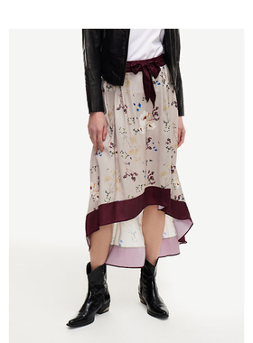 MCS女士春夏新款复古印花半身裙长款百搭显瘦垂感裙子CS18WQ626