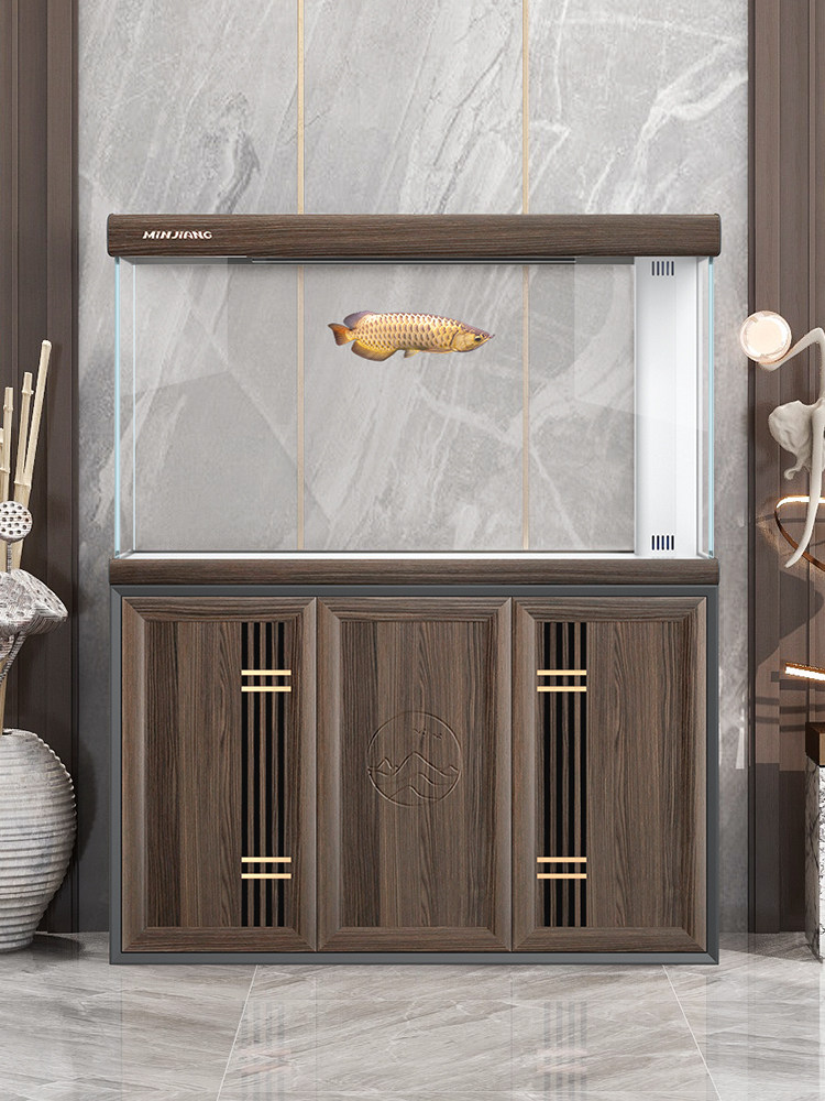 闽江鱼缸水族馆大型新中国风客厅家居落地水免换无障碍豪华超白底