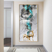 现代简约装 挂画客厅走廊过道挂画 饰画玄幻入户晶瓷画进门玄关竖款