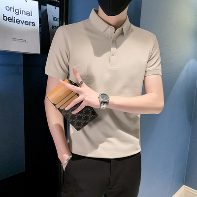 XS155矮个子翻领短袖polo衫男纯色薄款修身t恤小个子上衣小码体恤