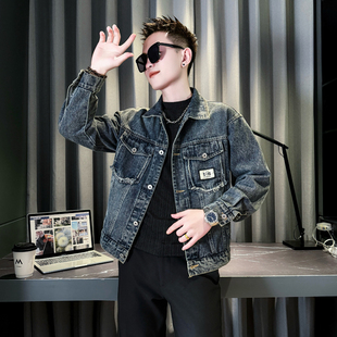 小码男装秋季XS号牛仔外套男修身短款夹克155矮个子S号潮流上衣服