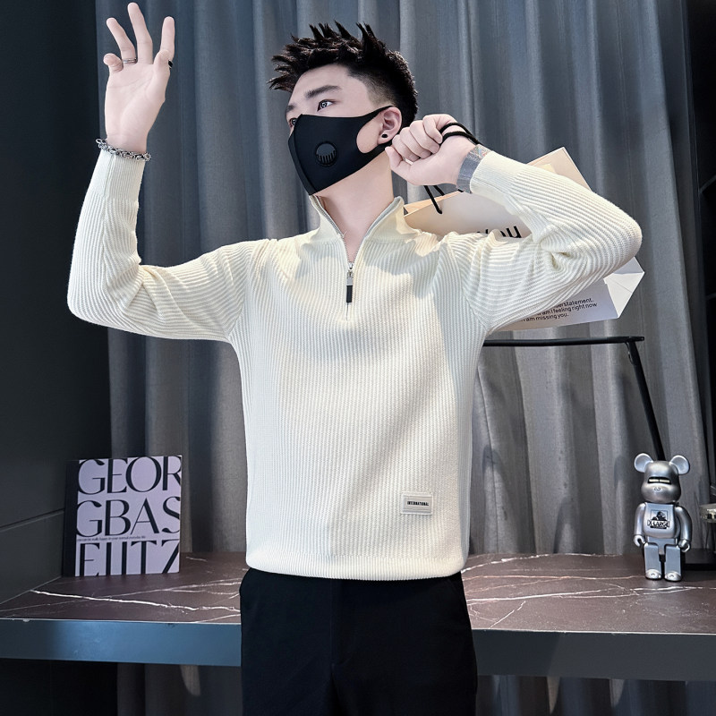 XS155小码半高拉链毛衣男