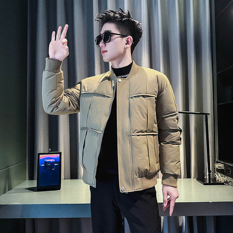 矮个子小码男棒球领加厚棉衣