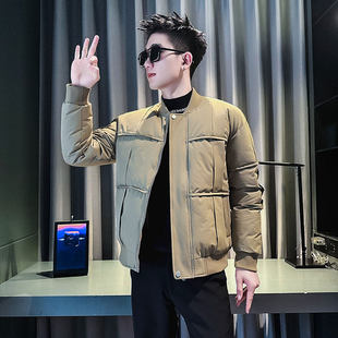 矮个子小码男装棒球领棉衣男士潮牌冬装保暖冬季外套S号XS155棉袄