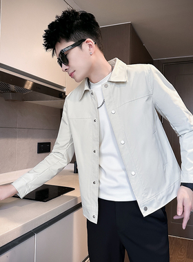 矮个子纯色百搭翻领外套男S号XS155夹克修身短款上衣小码男装简约