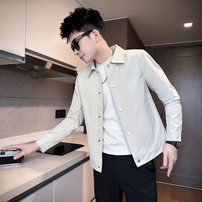 矮个子纯色百搭翻领外套男S号XS155夹克修身短款上衣小码男装简约