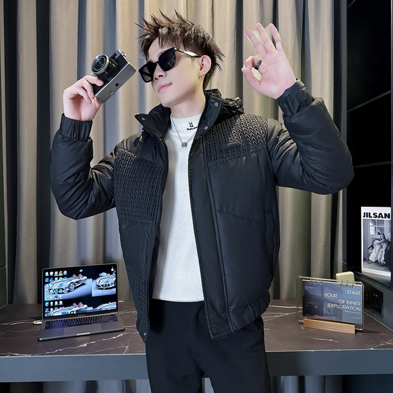 矮个子潮牌连帽棉衣冬季加厚保暖