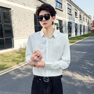 男士 春季 潮流纯色寸衫 矮小个子小码 韩版 衬衫 S号XS155修身 衬衣 长袖