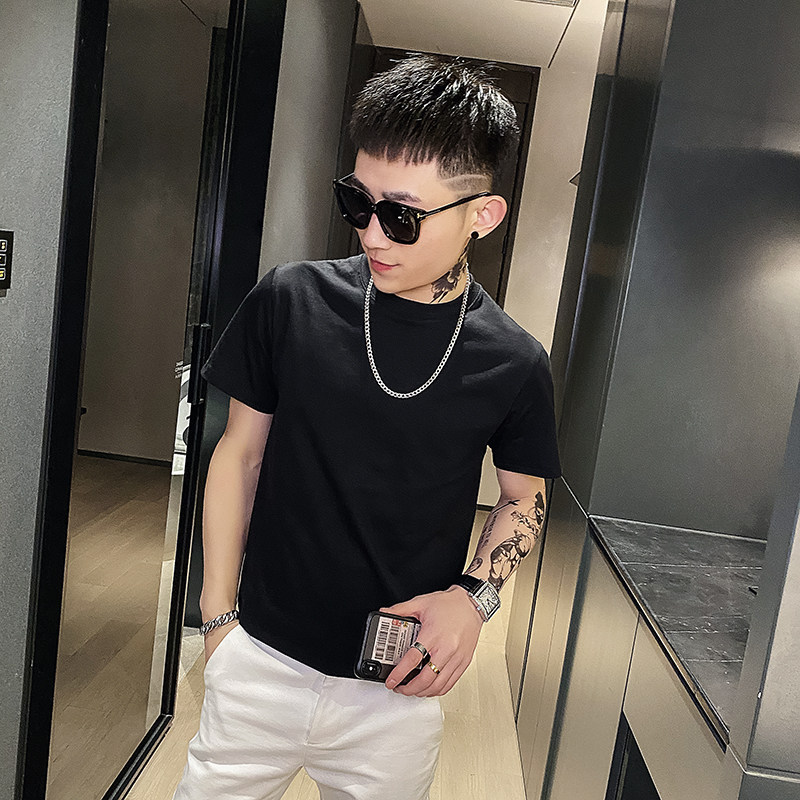 160小码纯棉短袖T恤男夏季纯色打底衫S号XS155矮个子修身半袖体恤