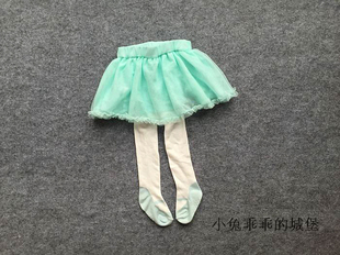 新款春夏女童裤袜 百日女宝宝全棉连袜裙裤 婴儿纱裙公主连裤袜子