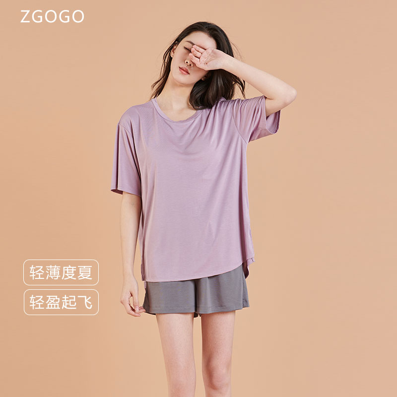 夏季莫代尔睡衣女薄款短袖短裤