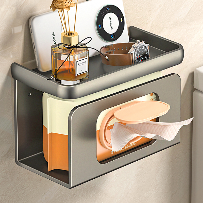 化妆室卫生纸盒免打孔壁挂式湿纸巾盒卷筒卫生纸抽取式卫生纸洗脸