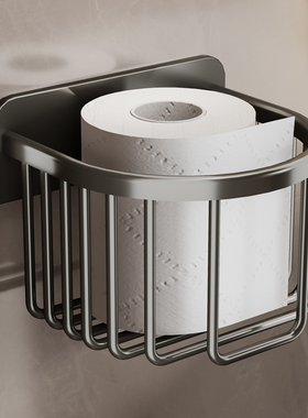 枪灰色纸巾篓免打孔化妆室纸巾盒厕所壁挂卫生纸架卫生纸盒卷筒卫