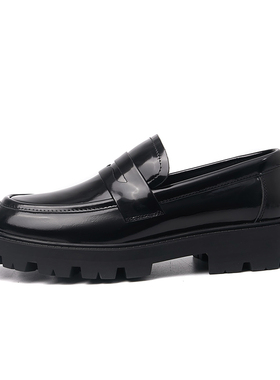 牛皮内里2023款手工制作高端乐福鞋女英伦小皮鞋复古粗跟圆头单鞋