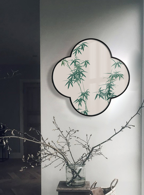 新竹子新中式书房挂画客厅装饰画玄关沙发背景墙壁画竹报平安梅花