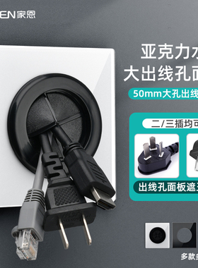 墙壁86型出线孔面板填堵洞空白遮挡穿线盖板网线二三插头穿孔灰色