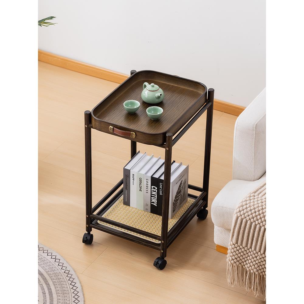 麻将桌茶水架置物架可移动边柜客厅小茶几茶台沙发边几角几小推车