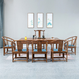 红木家具茶桌实木鸡翅木泡茶桌椅中式大户型茶台茶几简约现代复古