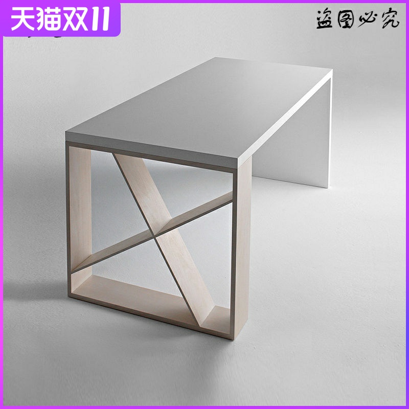 简约新款铮舍总统办公桌LOFT会议接待洽谈培训北欧白色长条椅组合