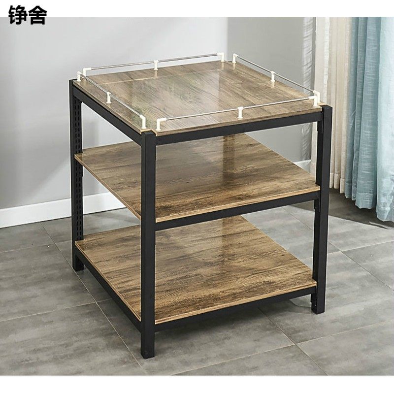 超市堆头货架钢木架粮油米面牛奶堆架子地堆三层促销台陈列展示架