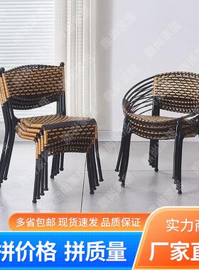 藤编靠背椅客厅阳台家用休闲单人椅手工编织小藤椅矮凳子餐椅仿藤